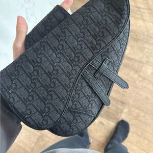Dior Black Oblique Jacquard Saddle Bag